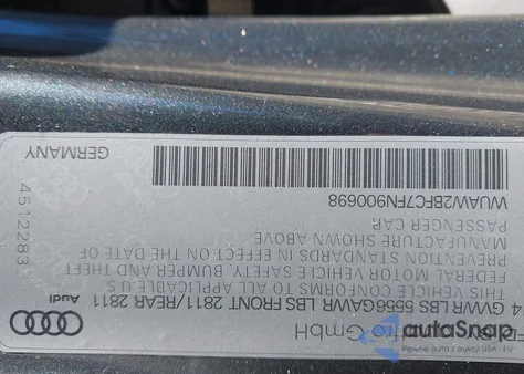 2015 Audi Rs 7 4.0T Prestige from USA, damaged, VIN WUAW2BFC7FN900698